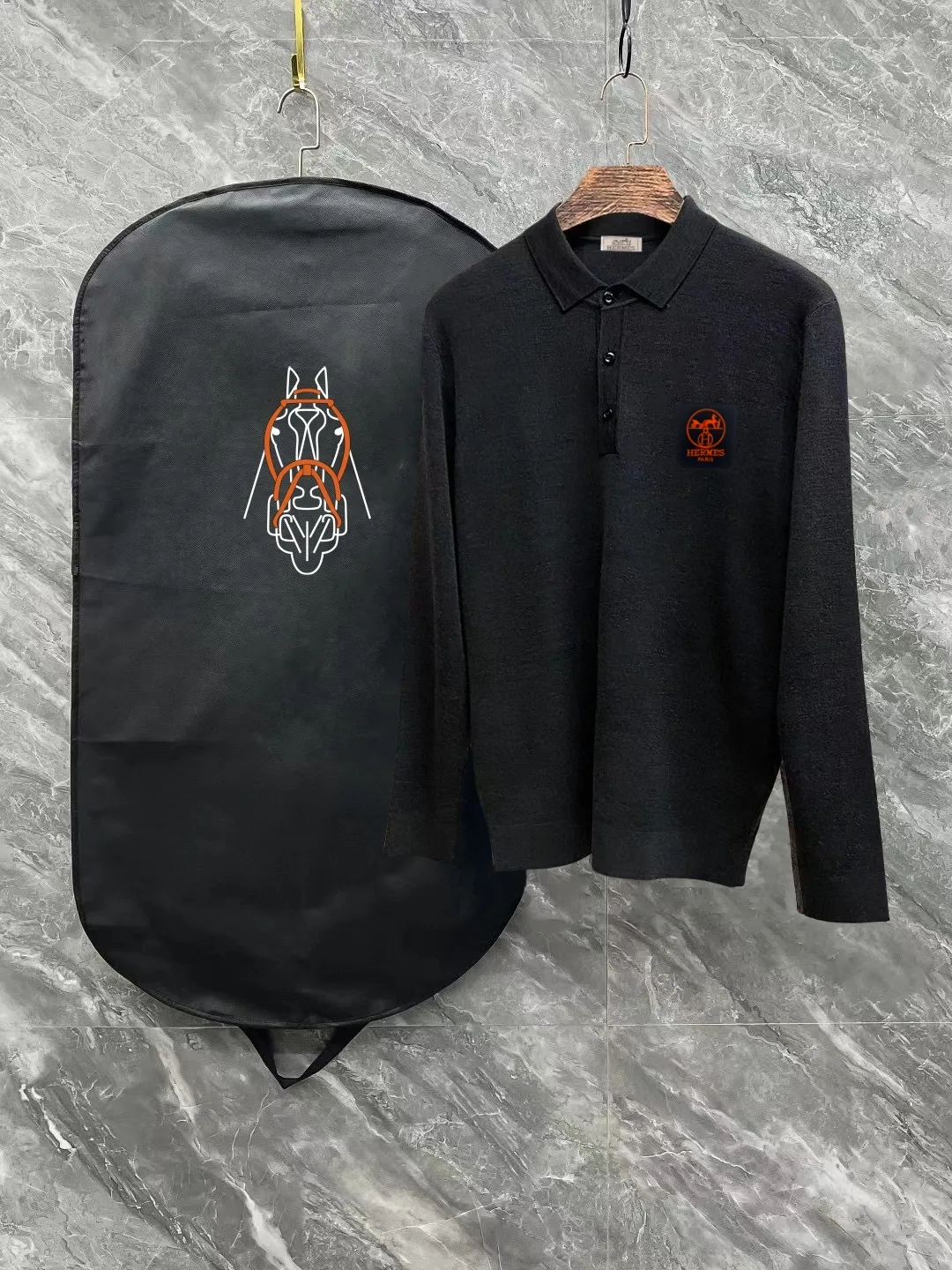 Hermes SS New Arrival Polo 。 ， ， logo ！ 👍 ：Black、Gray Size：S-XL
